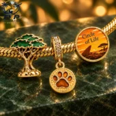 Lion King themed charm bracelet set featuring savanna tree, paw print, and Circle of Life charms from Tvpcomebackshop.