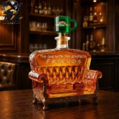Friends themed couch shaped bourbon bottle with Central Perk mug topper