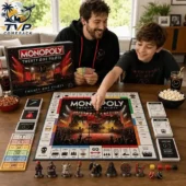 Father and son playing Twenty One Pilots Monopoly collector edition from Tvpcomebackshop