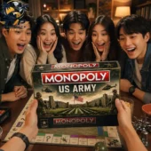Group of friends playing Monopoly US Army Collector Edition board game